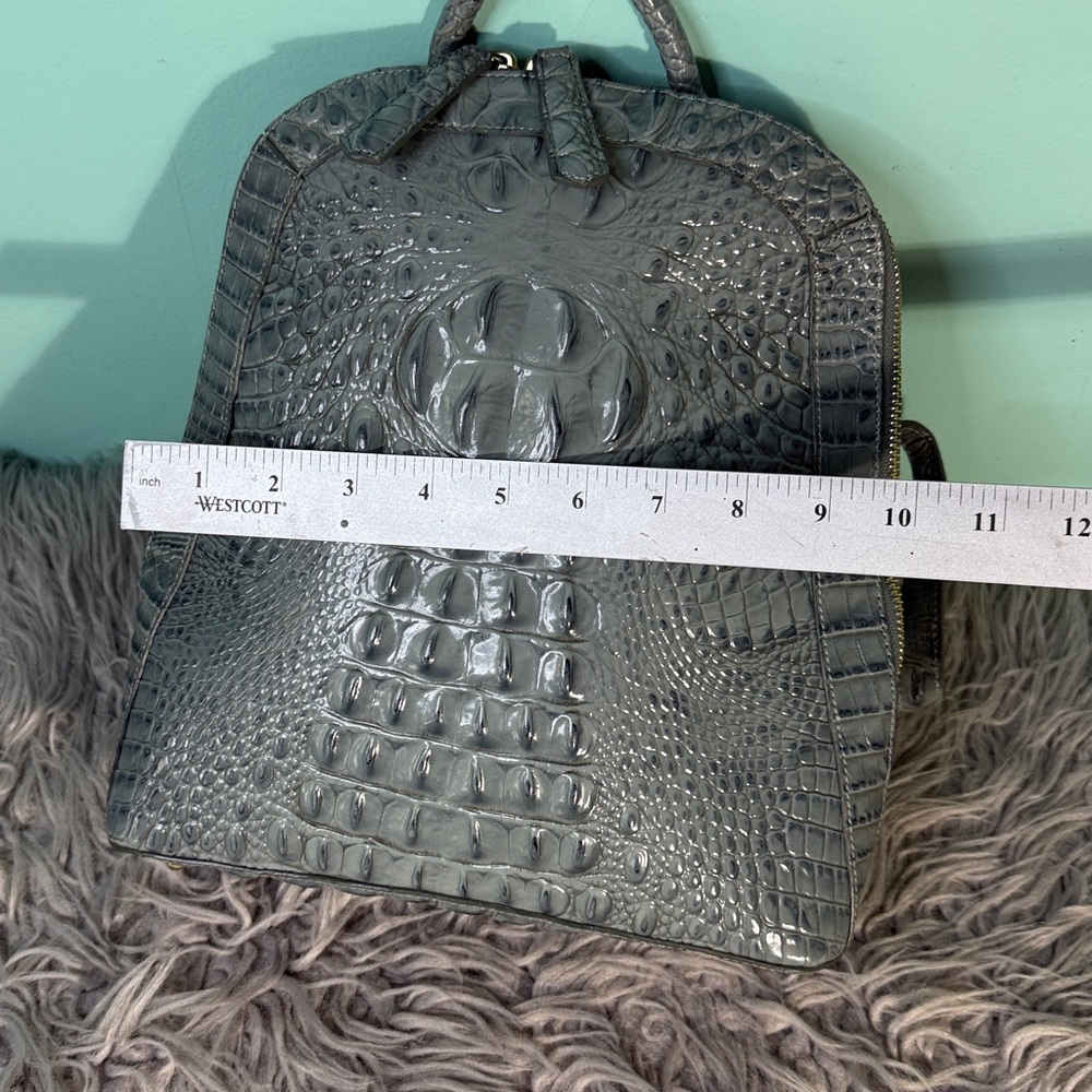 Brahmin Crocodile Embossed Gray /Blue Backpack - Picture 4 of 17